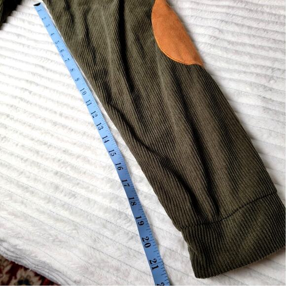 Hengsheng Jeans Corduroy‎ Pullover Olive Green Tan Elbow Patch Long Sleeve XXXL - Picture 7 of 9
